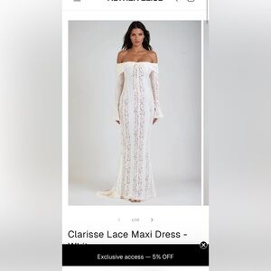 Althea Elise- Clarisse Off-Shoulder Lace Maxi Dress - white